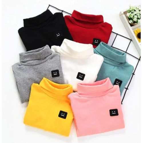 Fashion Children's Red Cotton Turtle Neck Tops 1 yr