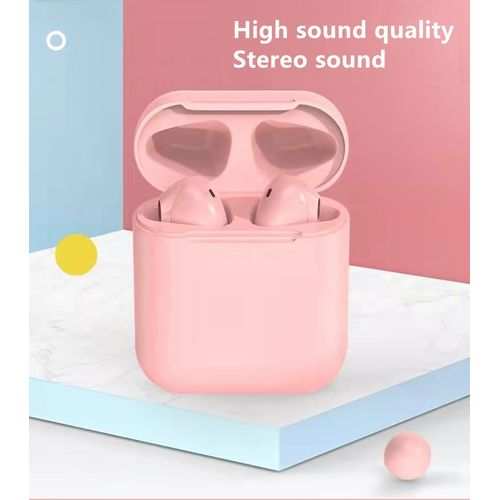 Generic Macaroon Bluetooth Wireless Earphones Sound Headsets Noise Cancelling Hd Binaural Call -PINK