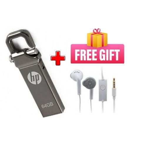 HP 64GB Flash Disk With Clip+Free Earphones