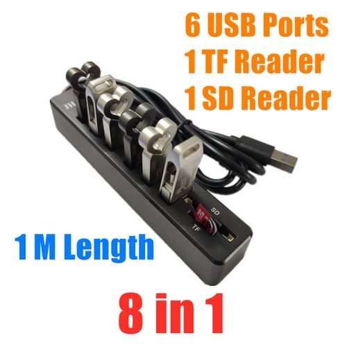 Generic 8 In 1 USB Ports Hub/Splitter 1SD+1TF+6USB Hub