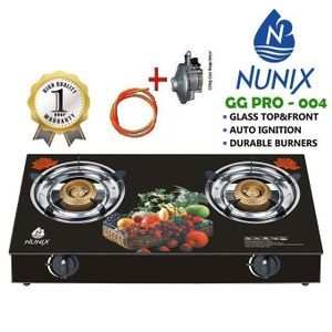 Nunix Table Top Glass Cooker With 13kg Regulator +1.5M Gas Pipe