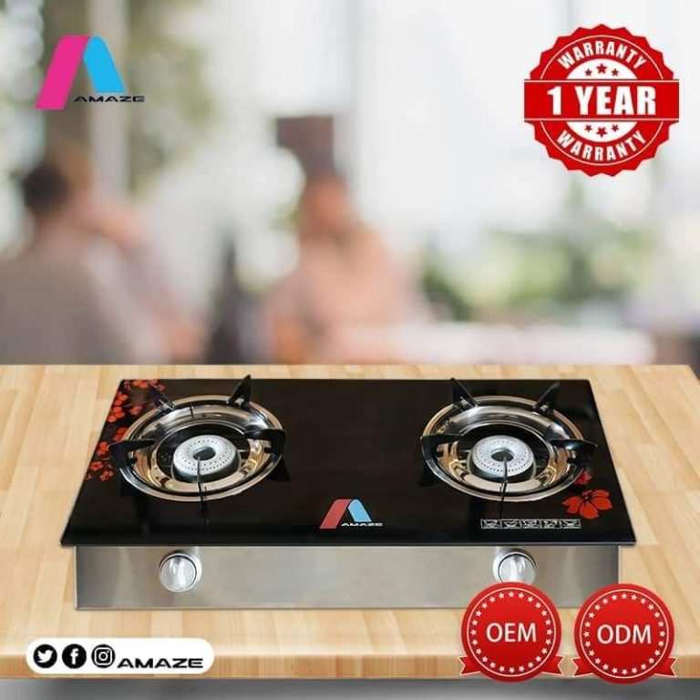 Amaze Premium Two Burner Glass Cooker, Table Top With 2 Free Bulbs