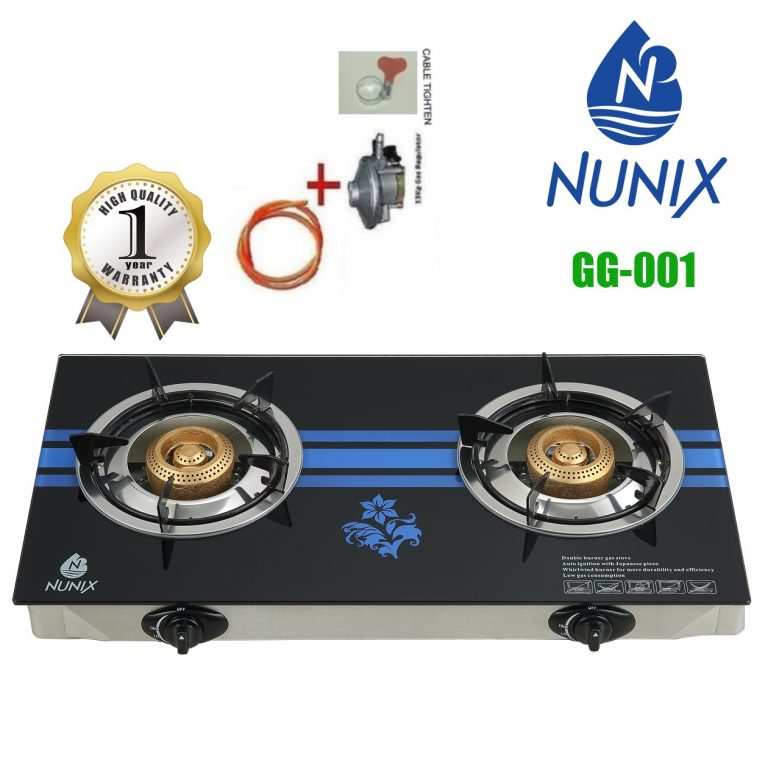 Nunix Table Top Glass Cooker With 13kg Regulator +1.5M Gas Pipe