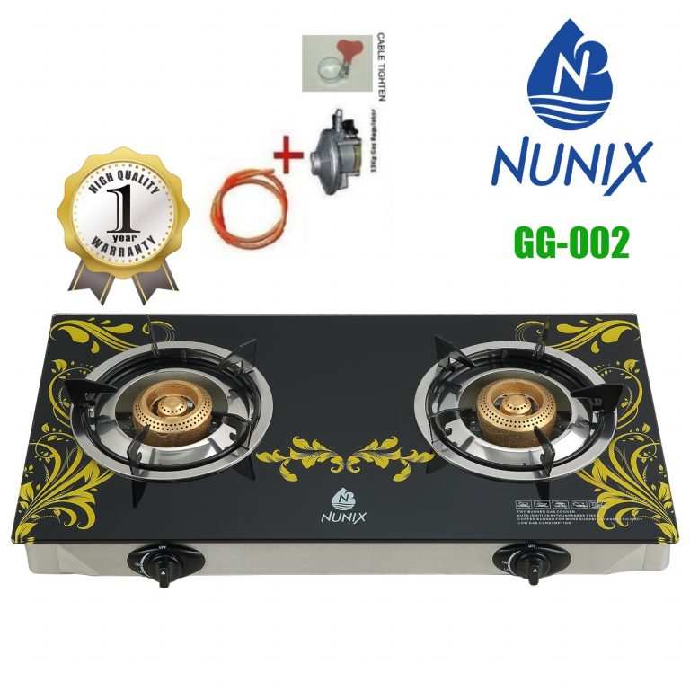 Nunix Table Top Glass Cooker With 13kg Regulator +1.5M Gas Pipe