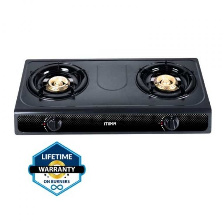 Mika Gas Stove, Table Top, Non Stick, 2 Burner