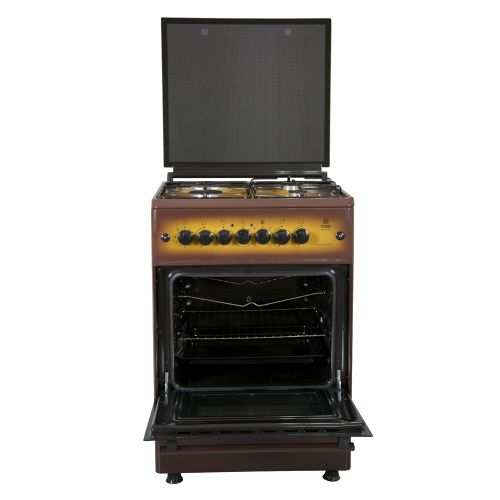 Mika Standing Cooker, 58cm X 58cm, 3 + 1, Electric Oven, Dark Brown MST60PU31DB/SD