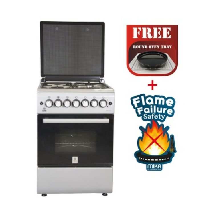 Mika Standing Cooker, 58cm X 58cm, 3 + 1, Electric Oven, Half Inox