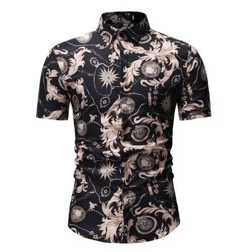 Fashion Mens Shirts Vintage Casual Button-down T-shirts - Short Sleeve