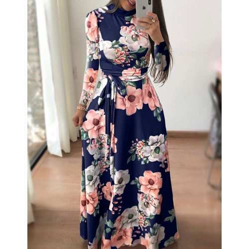 Fashion Ladies Fashion Office Dresses Turkey Floral - Blue