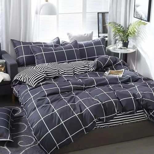 Fashion 4pcs Lattice Bedding Sets Comforter Set Bedding Duvet Cover-1.5M Bed