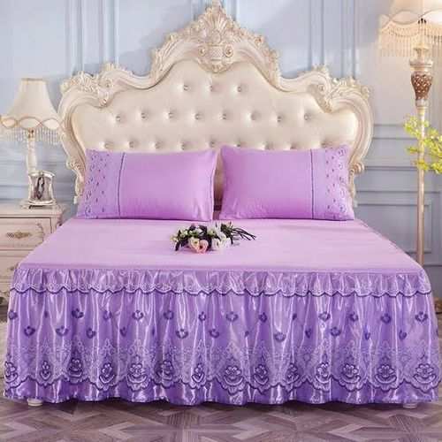 Generic Bedskirt With 2 Pillowcase-Purple