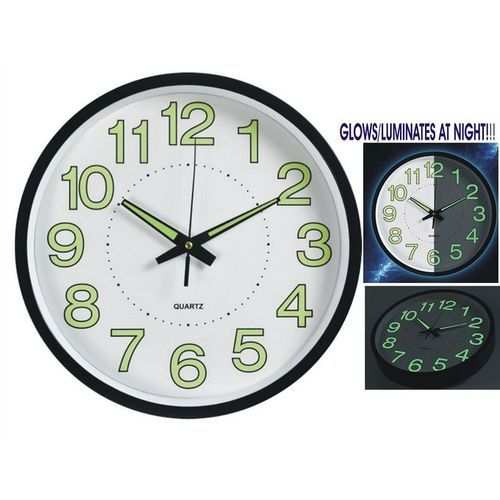 Generic 12" 30cm Luminous Dark Quartz Luminous Wall Clock