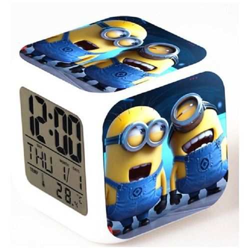 Generic Minions Glowing LED 7-Color Change Alarm Clock/Thermometer