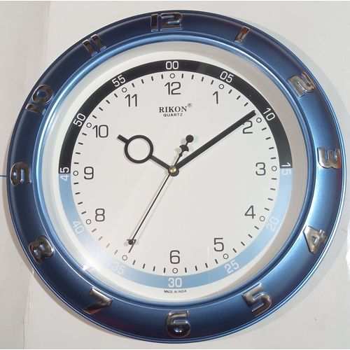 Rikon Blue Round Framed Clock With Gold Numbering - Model 507 - image 1