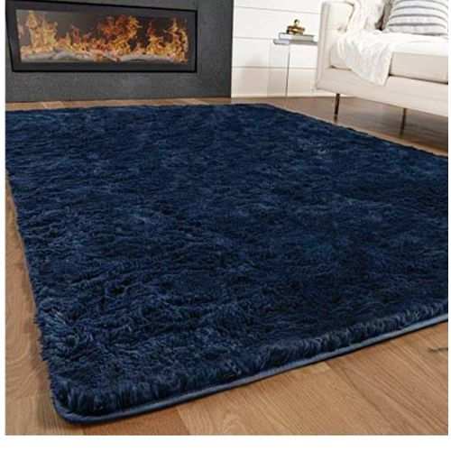Generic Fluffy Carpet - 5 By 8 Ft Navy Blue