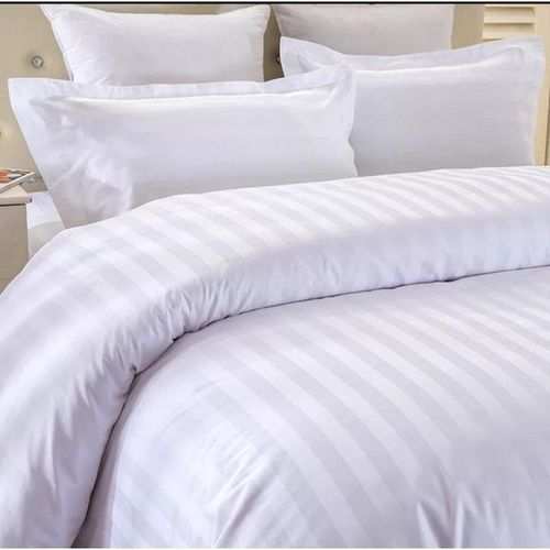 Generic 100% Pure 60s Cotton 4-piece Striped White Duvet Cover Sets
