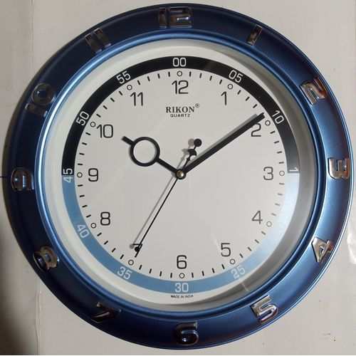 Rikon Blue Round Framed Clock With Gold Numbering - Model 507 - image 2