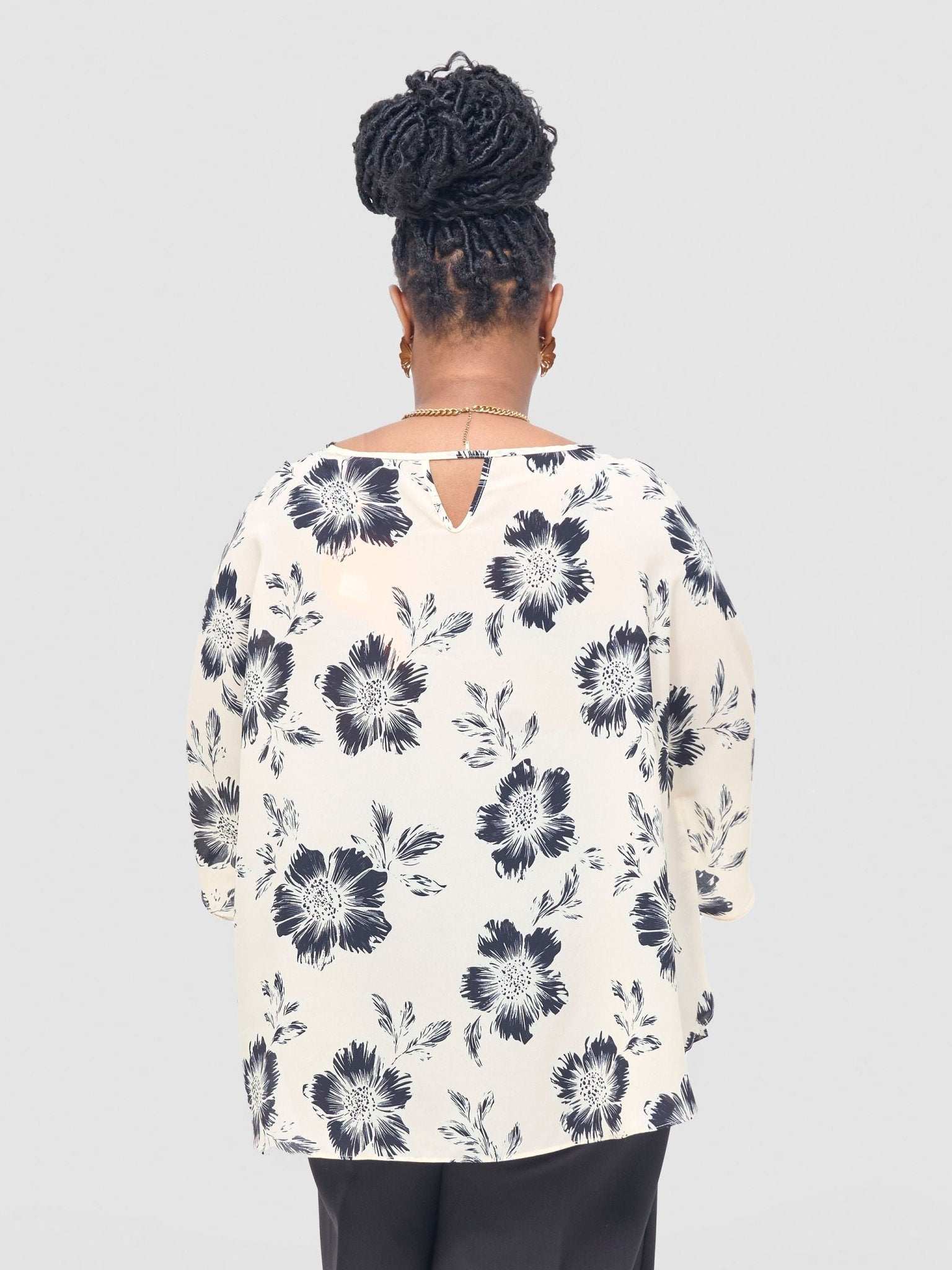 Vivo Sakari Circular Loose Top - Black / Cream Print - image 1
