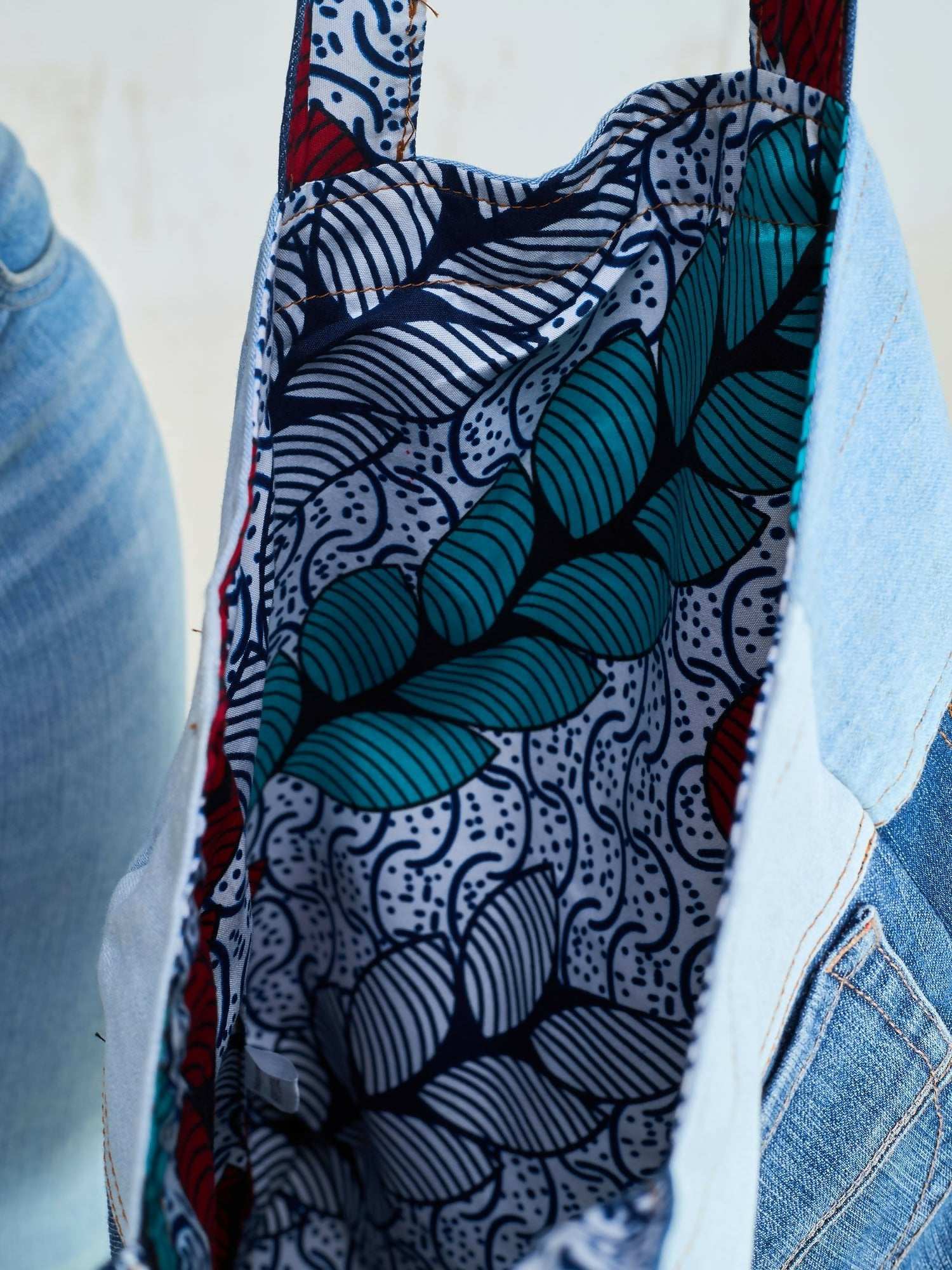 Mavazi Affordable Reversible Bag - Denim/ Ankara - image 3