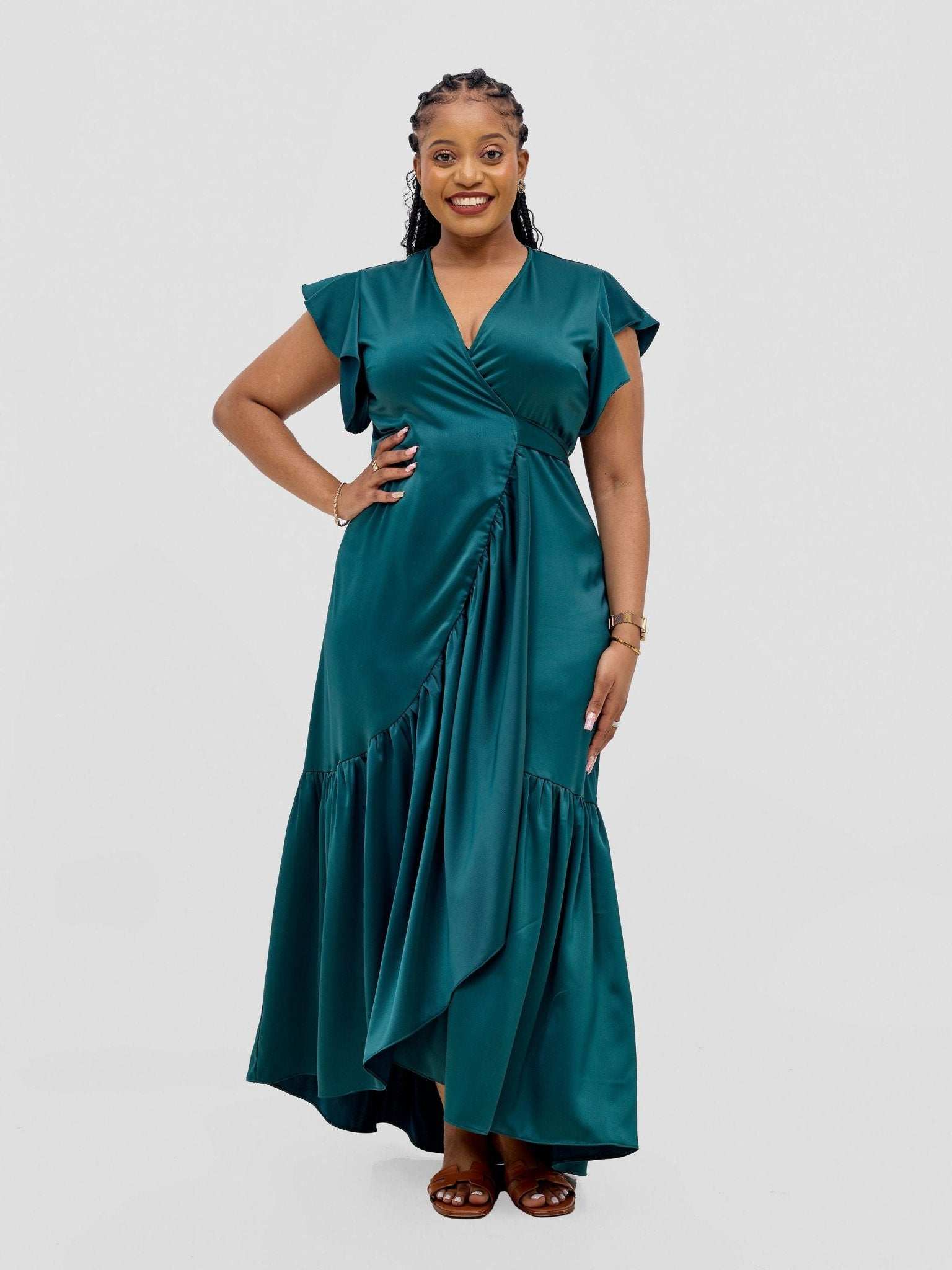 Vivo Hanabi Wrap Maxi Dress - Dark Green - image 6