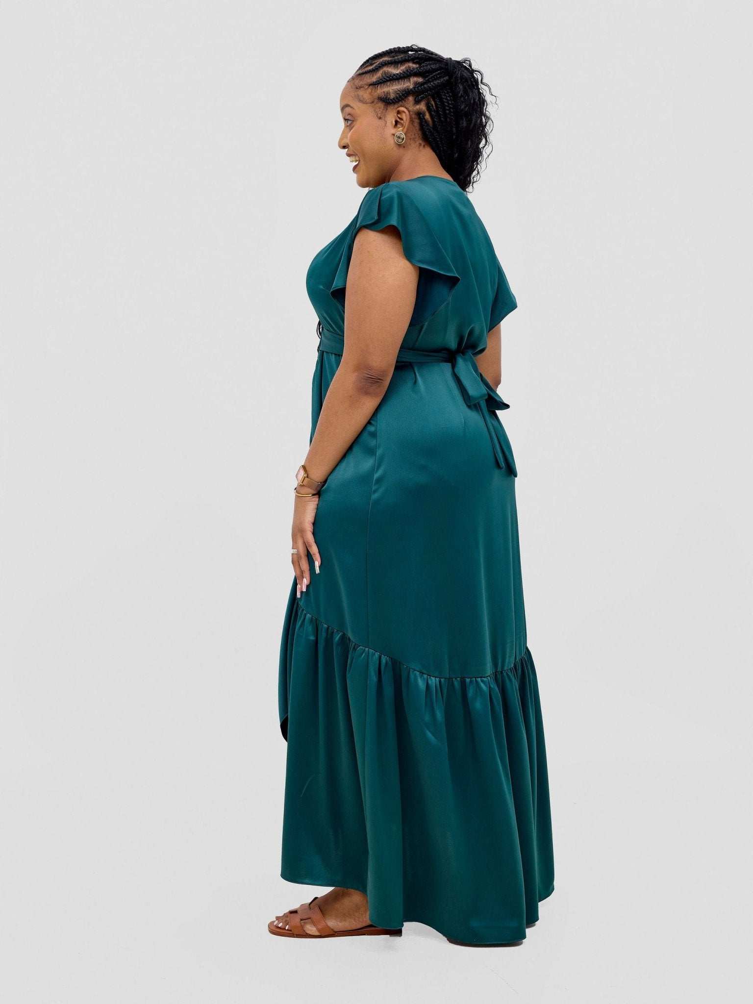 Vivo Hanabi Wrap Maxi Dress - Dark Green - image 3