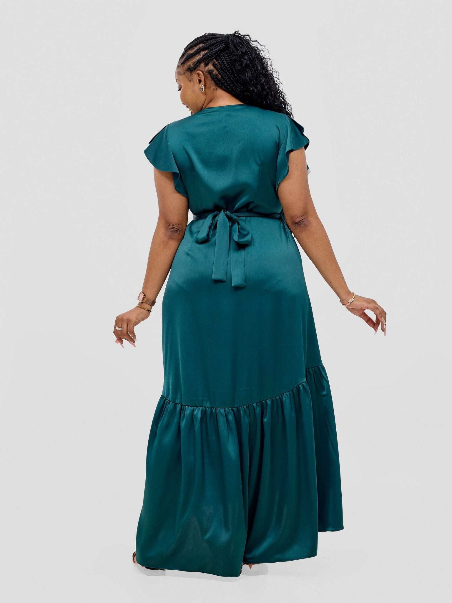 Vivo Hanabi Wrap Maxi Dress - Dark Green - image 8