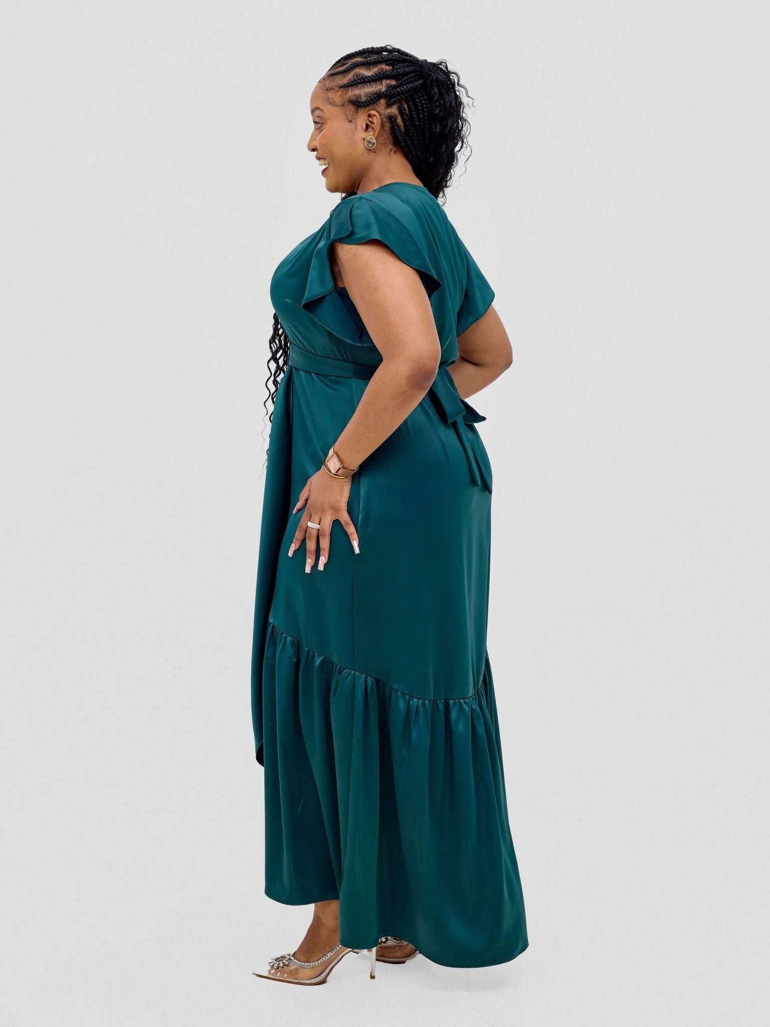 Vivo Hanabi Wrap Maxi Dress - Dark Green - image 2