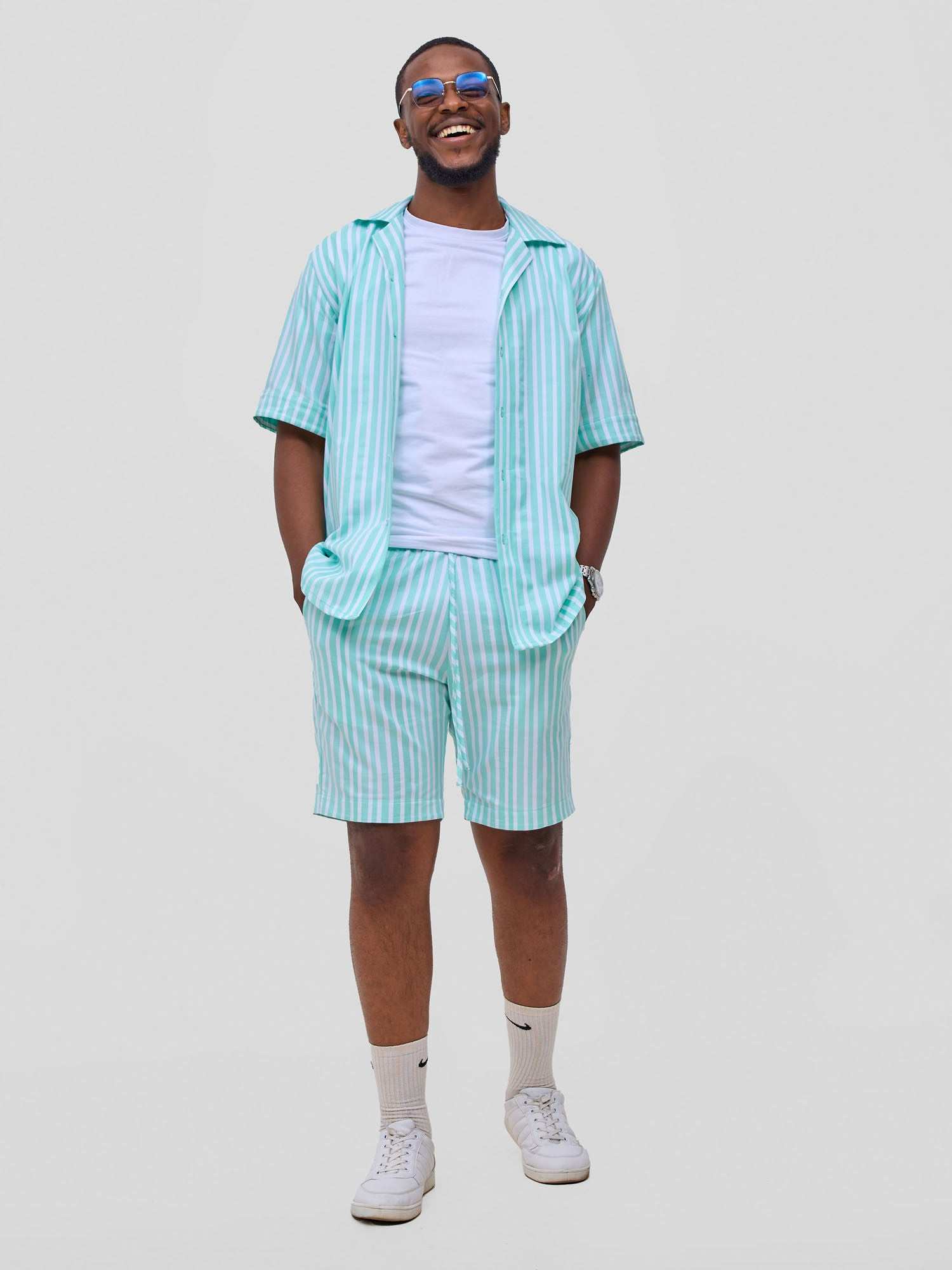 Safari Mansi Mens Shorts - Green Stripes - image 3