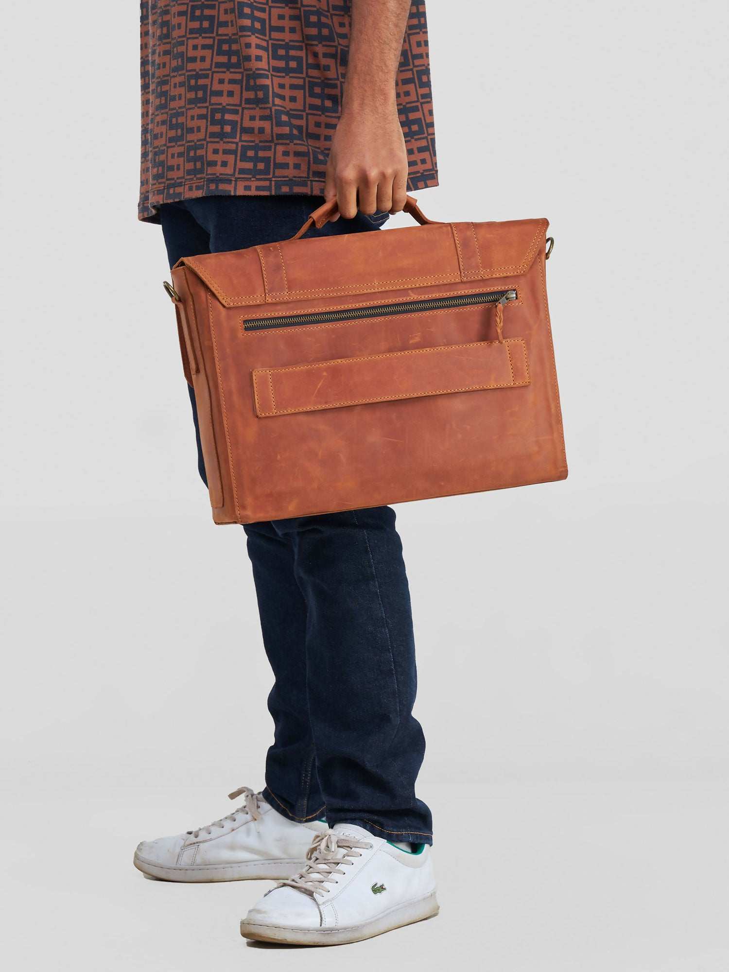 Blueberry Leather Executive Bag - Tan - image 3