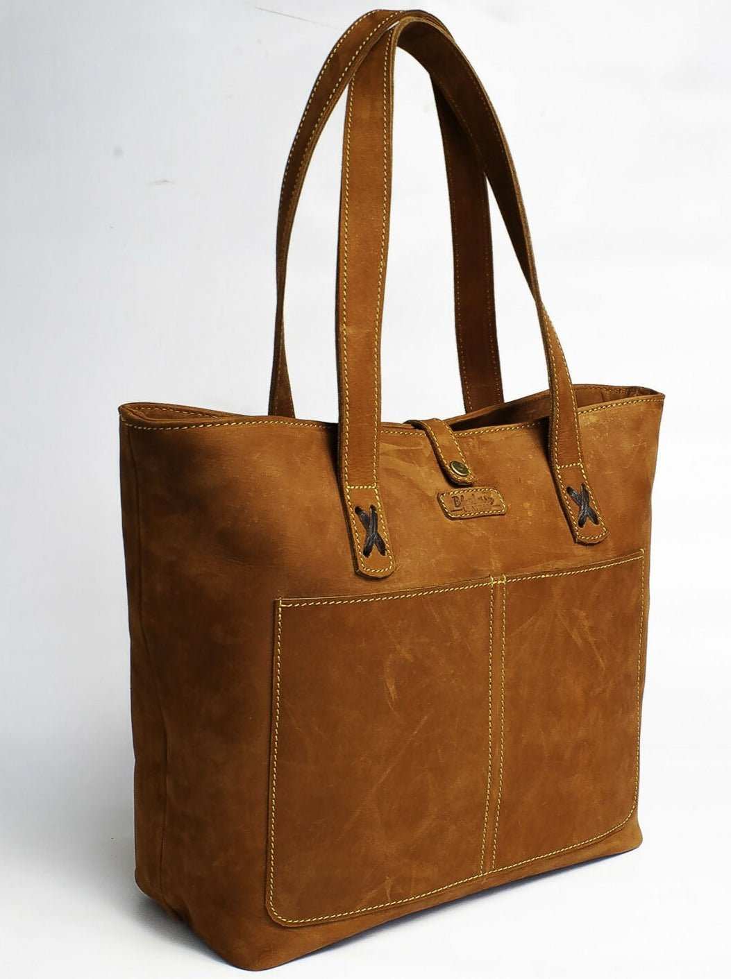 Blueberry Leather Tote Bag - Brown - image 2