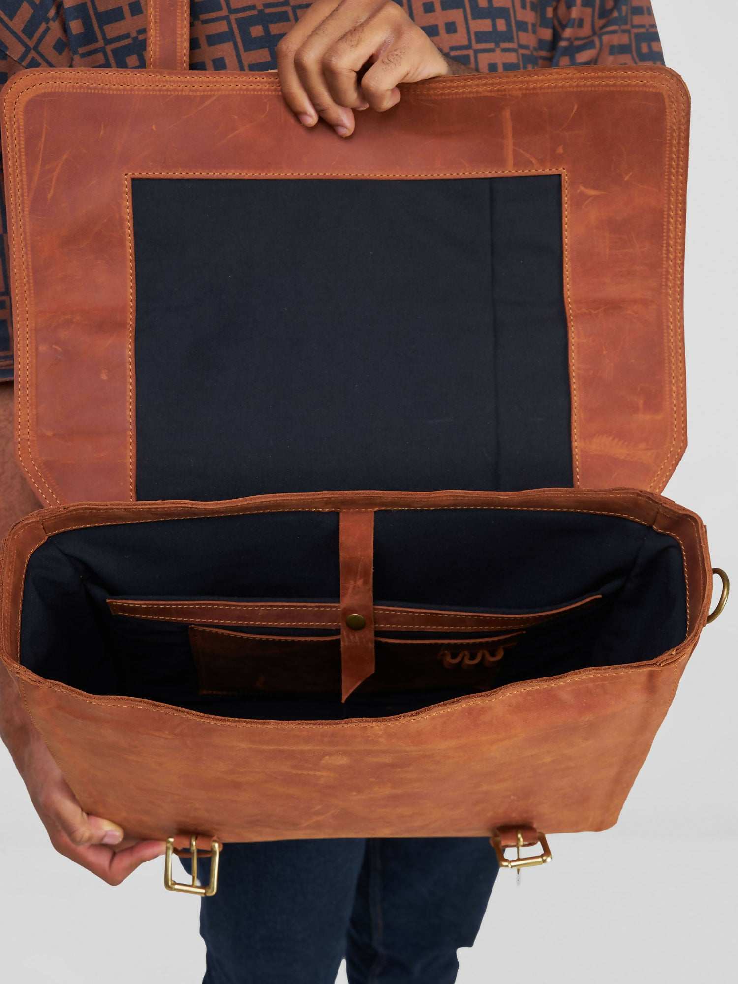 Blueberry Leather Executive Bag - Tan - image 2