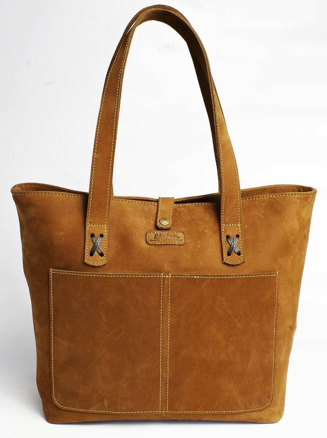 Blueberry Leather Tote Bag - Brown - image 4