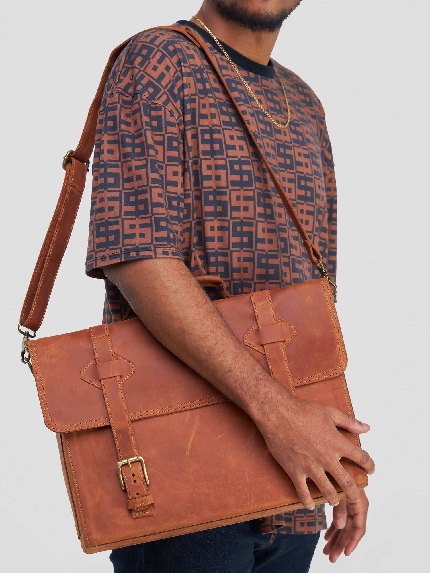 Blueberry Leather Executive Bag - Tan - image 1